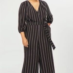 Elegant Black and Red/White Striped Jumpsuit